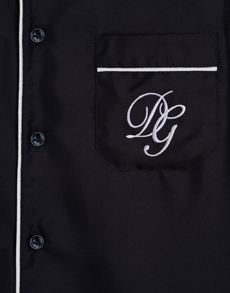 Dolce & Gabbana Hemd aus Twill mit DG-Logo Blau L43S72G7O7W