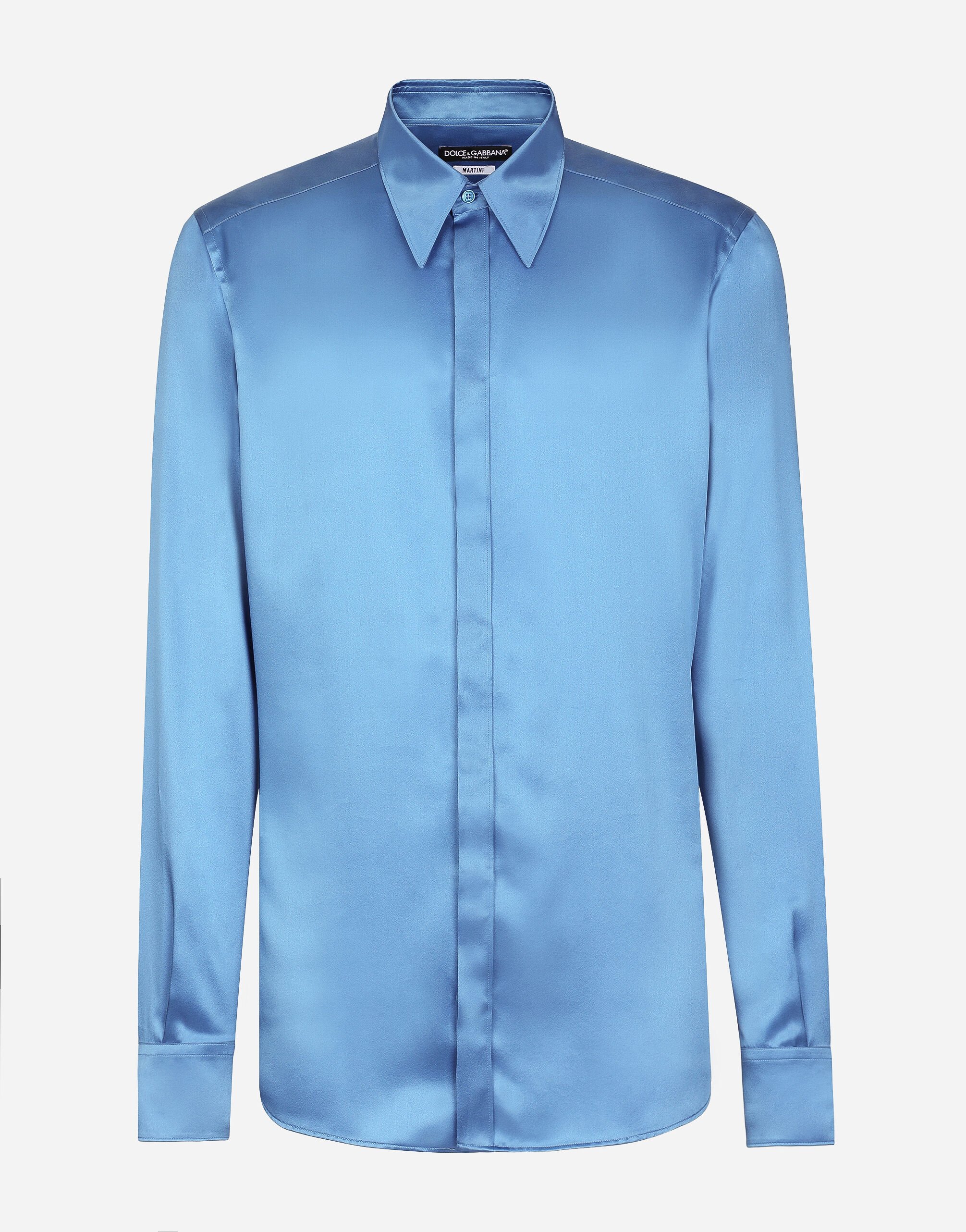Dolce & Gabbana Silk satin Martini-fit shirt Blue G5EM2TFU1AU