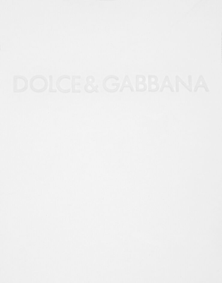 Dolce & Gabbana T-Shirt aus Jersey mit geflocktem Dolce&Gabbana Weiss F8T00TGDCBQ