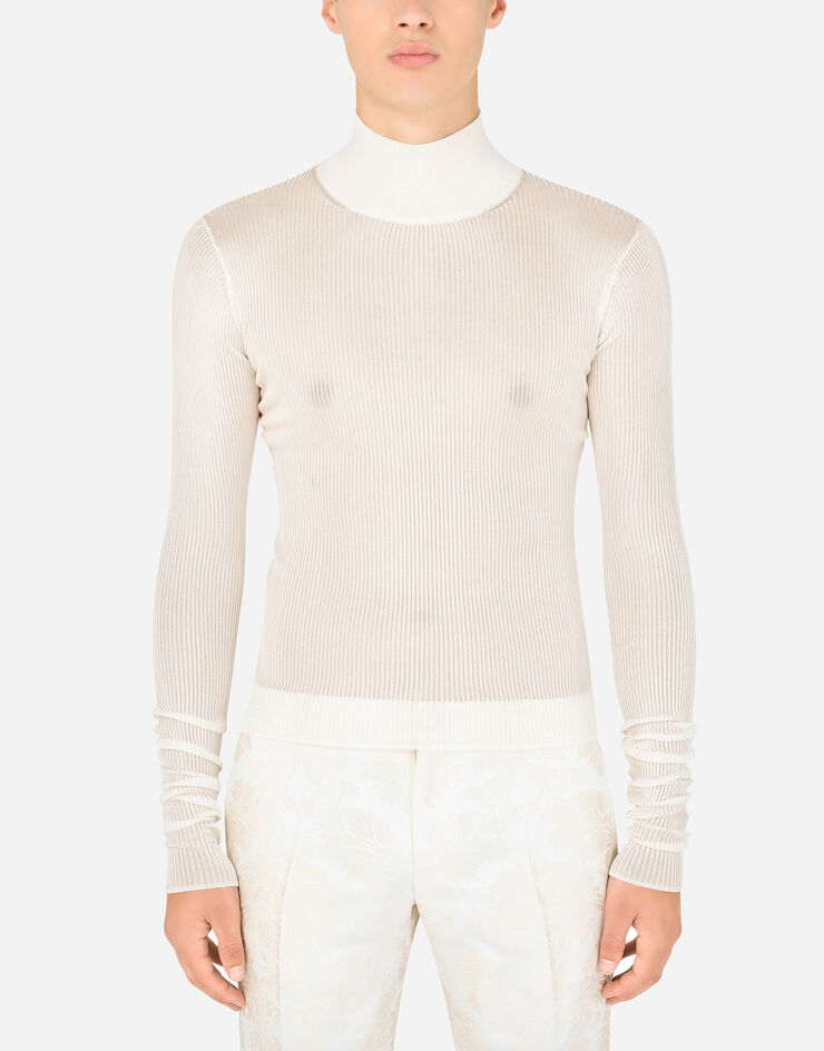 Dolce & Gabbana Ribbed viscose turtle-neck sweater White GXI53TJAIFK