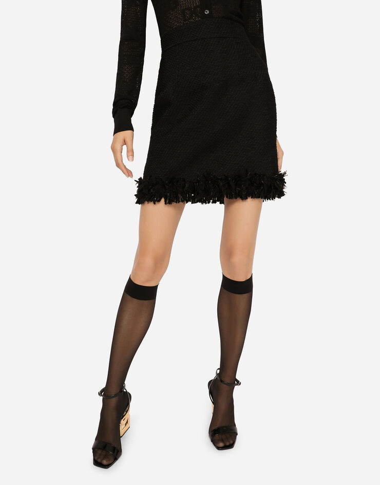 Dolce & Gabbana Bouclé miniskirt Black F4B4WTFU3JL