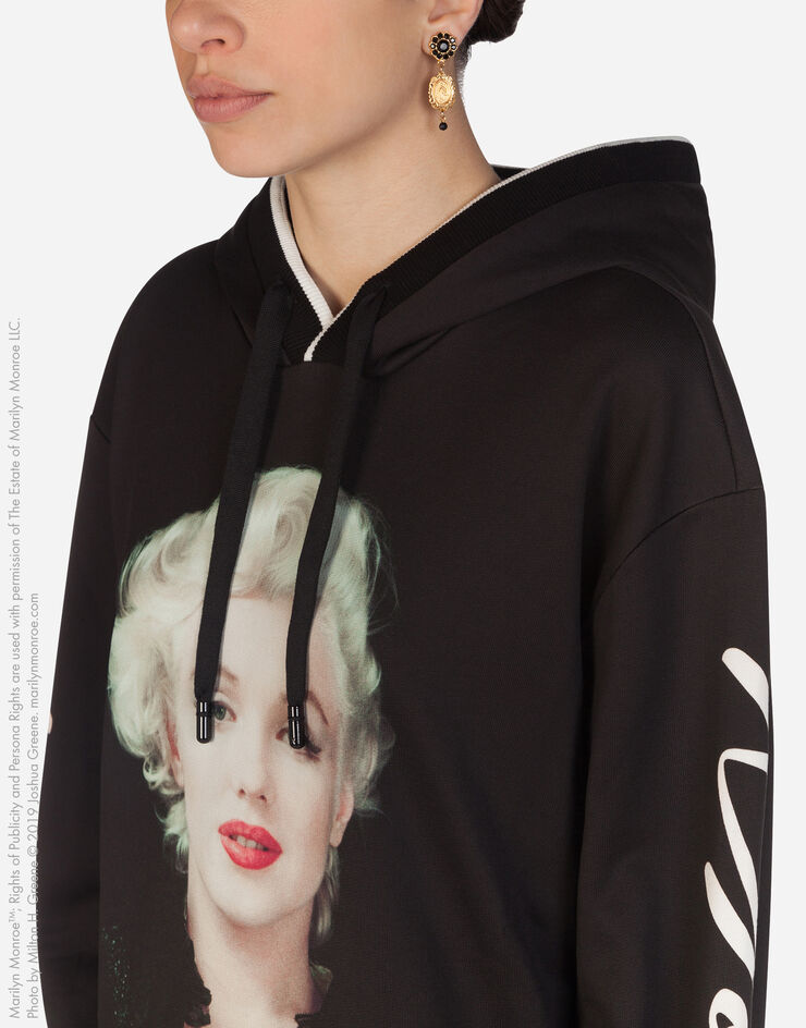 Dolce & Gabbana Jersey hoodie with marilyn monroe print BLACK F9F07TFI7SW