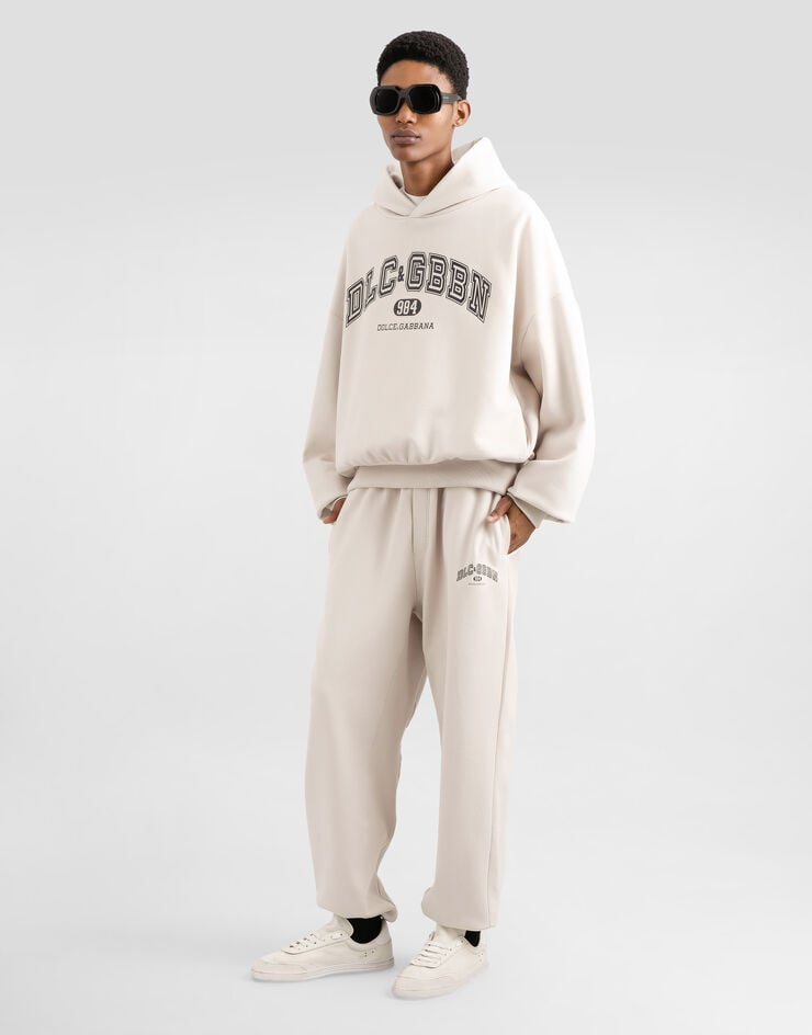Dolce & Gabbana Kapuzensweatshirt aus Jersey mit Print Beige G9BJGTG7PLO