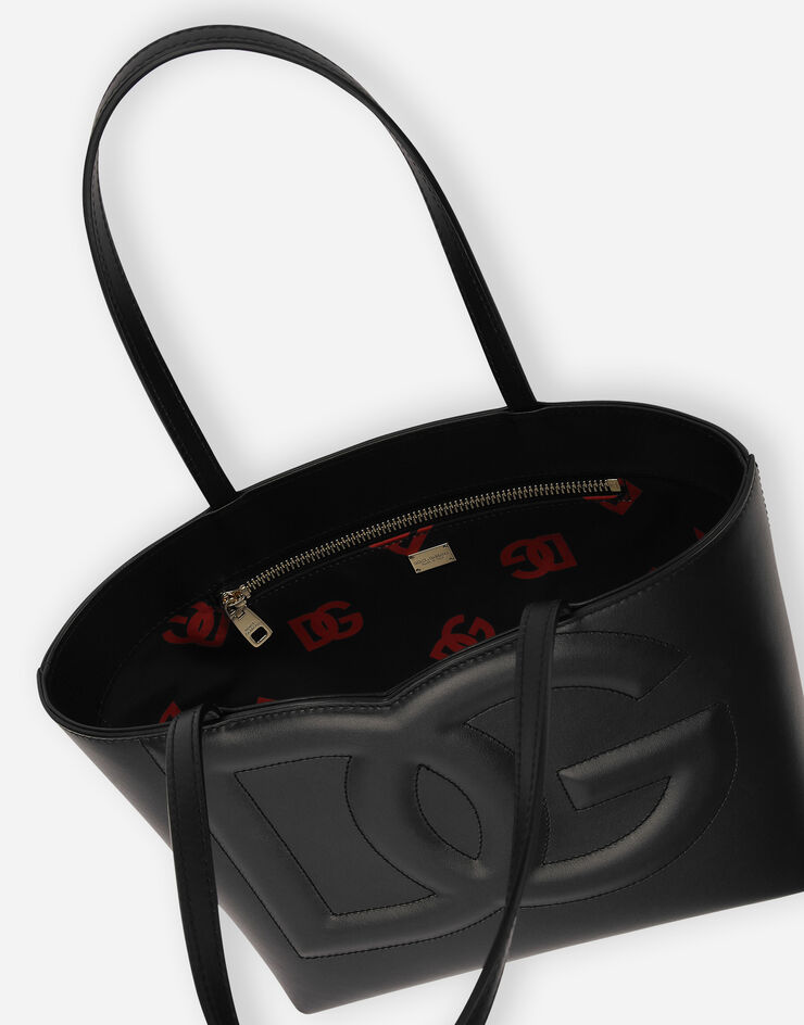 Dolce & Gabbana Borsa DG Logo Bag shopping piccola in pelle di vitello Nero BB7337AW576