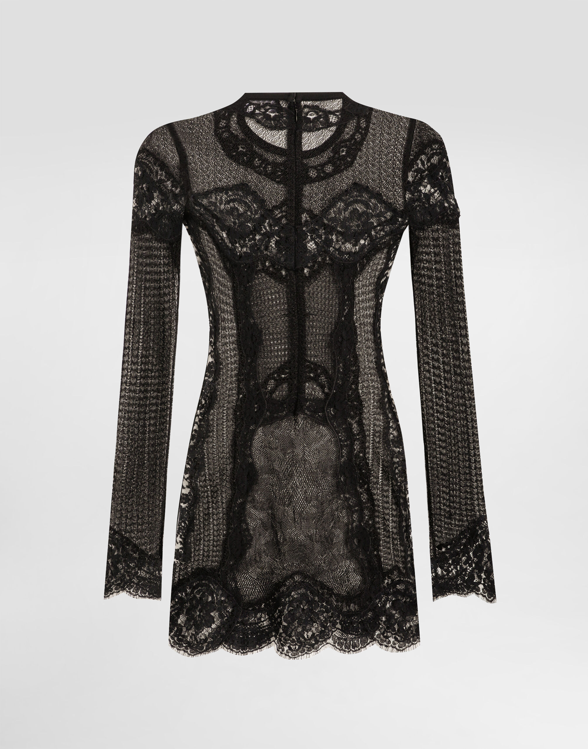 Knitted dress with lace in Black for Women | Dolce&Gabbana®