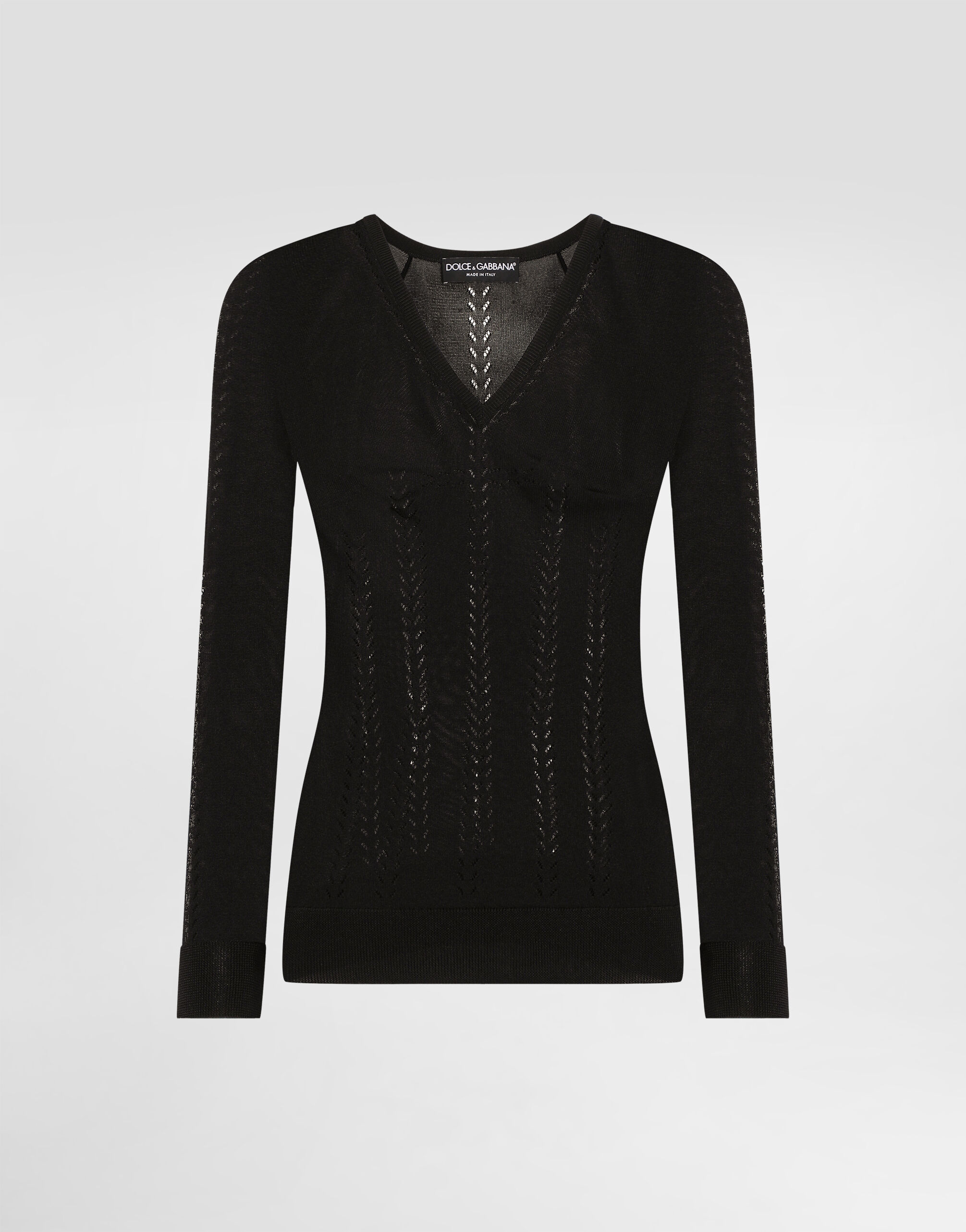 Silk v-neck sweater in Black for Women | Dolce&Gabbana® US