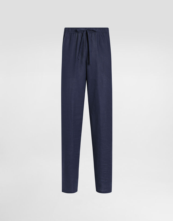 Dolce & Gabbana Pantalon de pyjama en lin Bleu GVCRATFU4LG