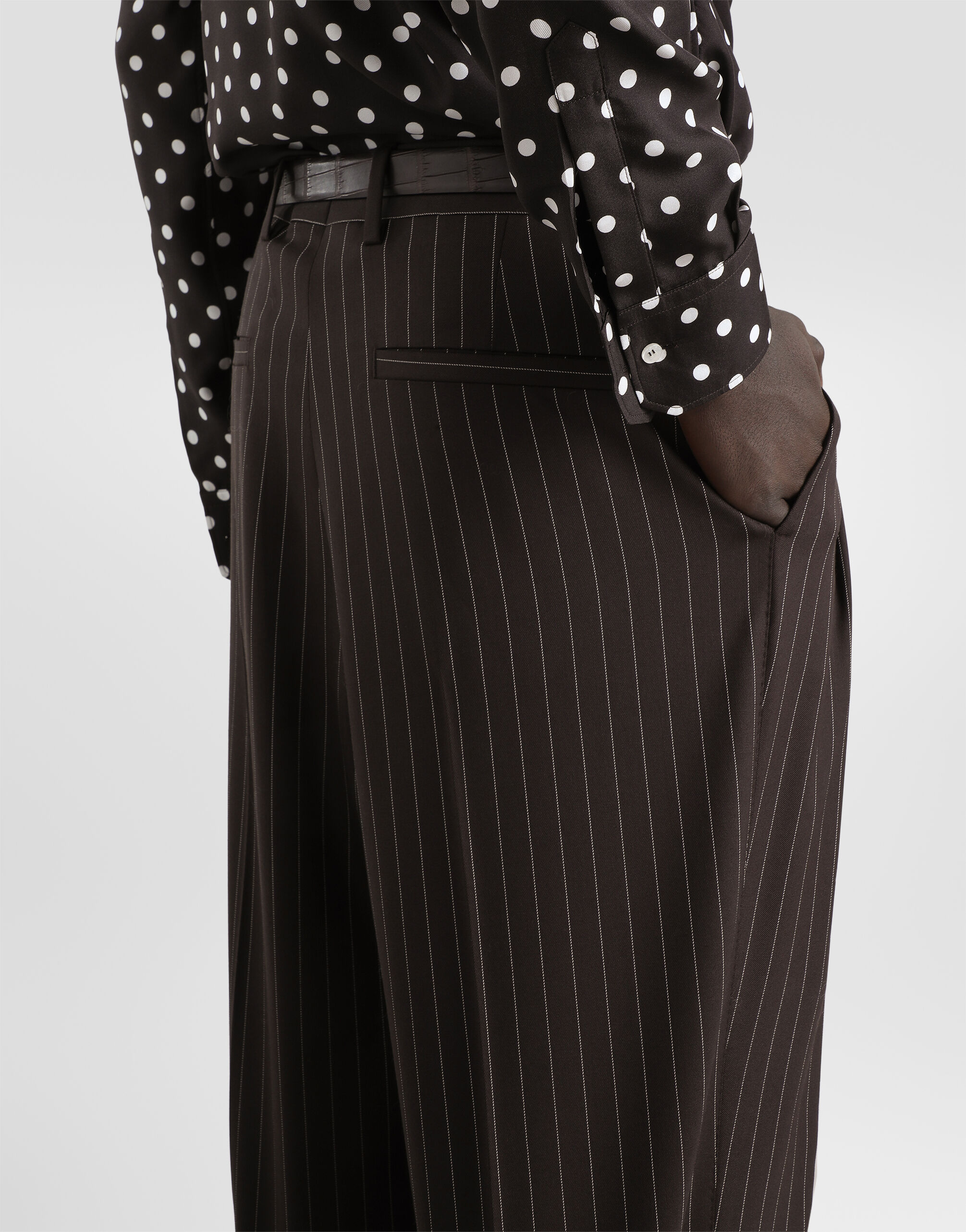Pinstripe wool trousers - thumbnail 5