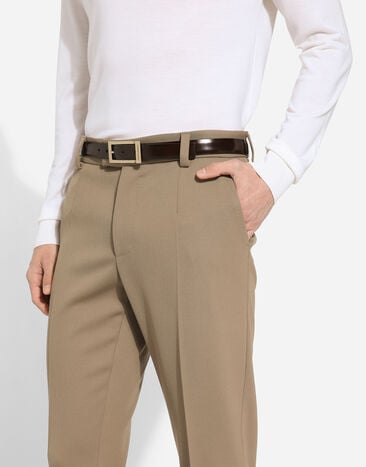 Dolce & Gabbana حزام من جلد عجل مصقول بني BC4871AI935