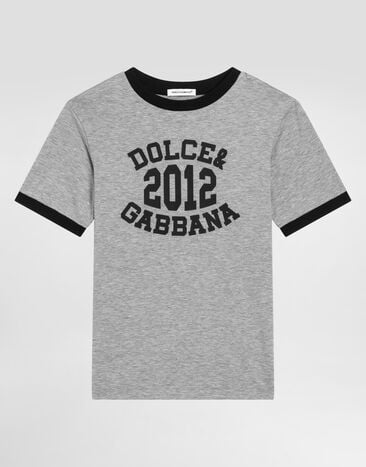 Dolce & Gabbana Jersey t-shirt with Dolce&Gabbana print Grey L4JTIWG7PCE