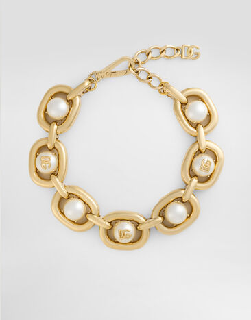 Dolce & Gabbana Maxi-necklace with cabochon details and DG logo Gold WER4C1W1111