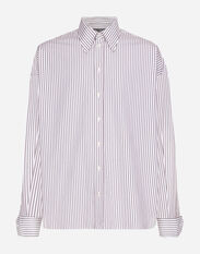 Dolce & Gabbana Super-oversize striped poplin shirt Pale Pink G8RW3TG7M7S