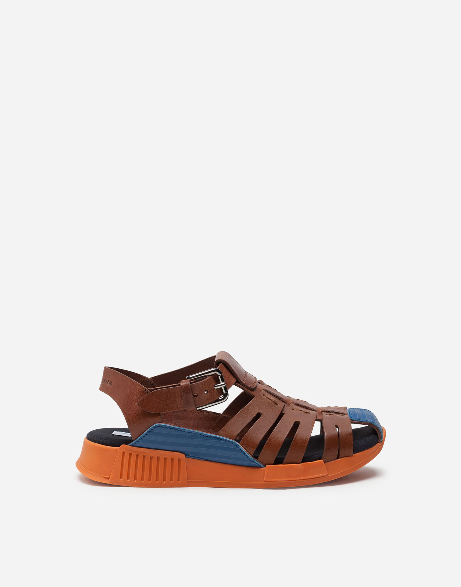Calfskin sandals with contrasting inserts