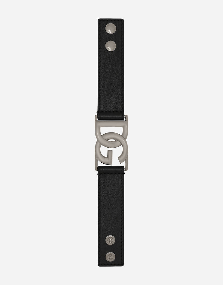 Dolce & Gabbana Calfskin bracelet with DG logo Black BJ0820AP599