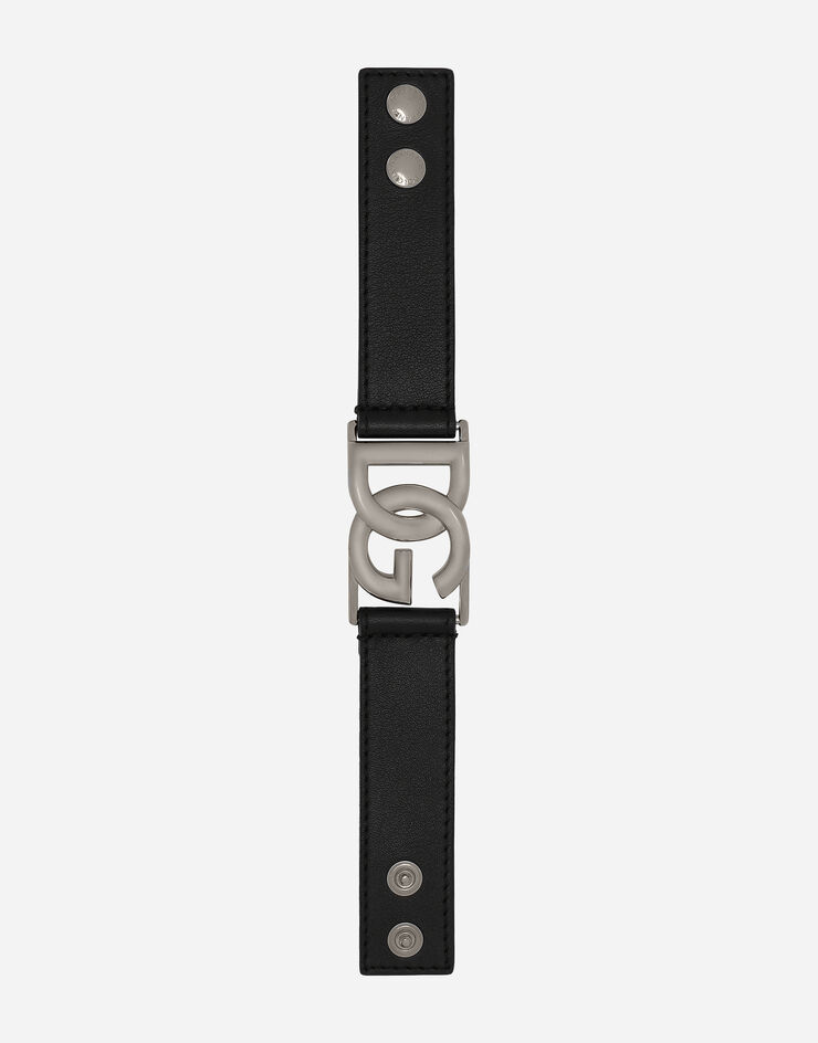 Dolce & Gabbana Bracelet en cuir de veau à logo DG Noir BJ0820AP599
