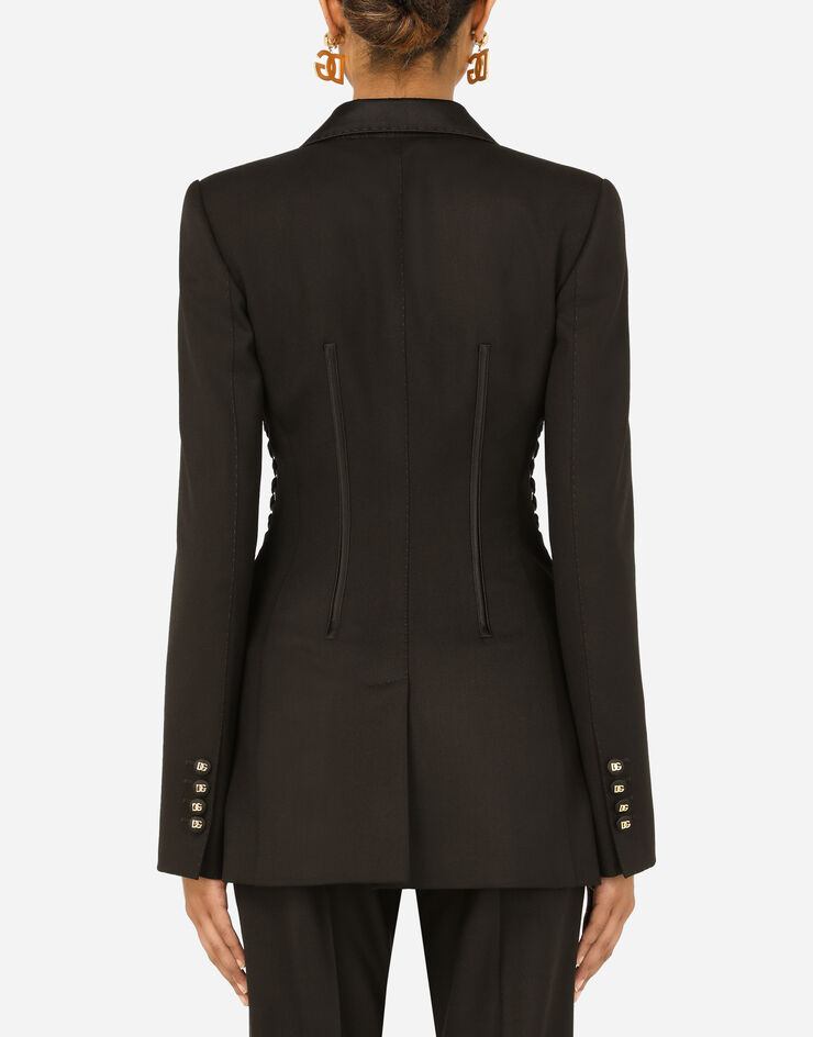 Dolce & Gabbana Single-breasted tuxedo gabardine jacket with lacing Nero F29OHTGDAKJ