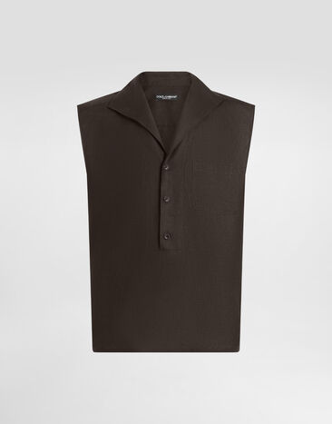 Dolce & Gabbana Three-button sleeveless linen shirt Multicolor G5MX5TFSA5W