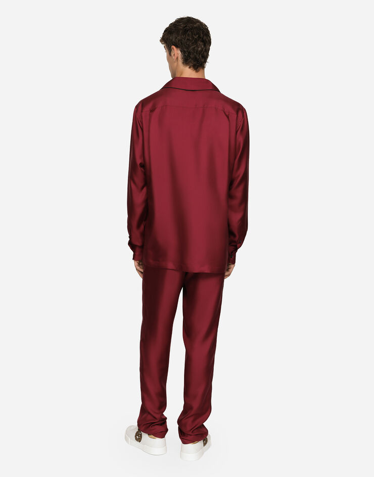 Dolce & Gabbana Pantalon de jogging en soie à écusson broderie DG Bordeaux GVCRAZGF856