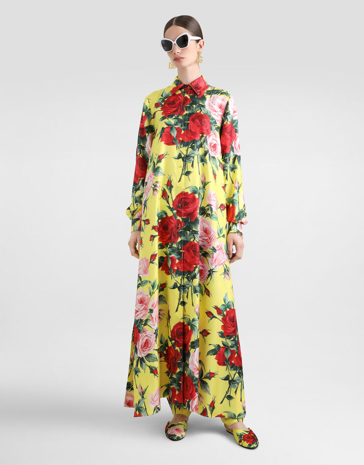 Dolce & Gabbana 花束印花真丝斜纹长裤 版画 FTC11TIS1XH