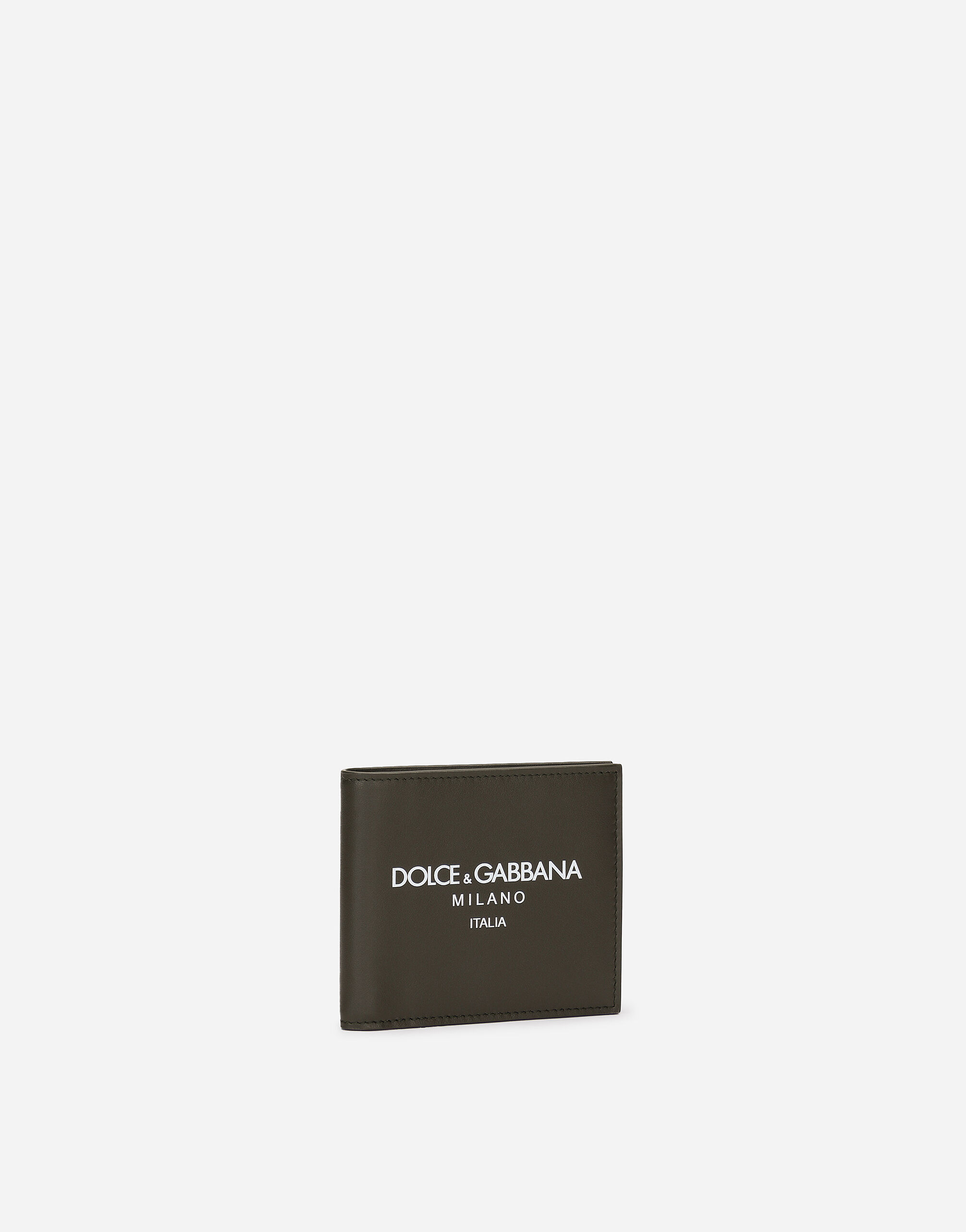 Calfskin bifold wallet in Green for Men Dolce Gabbana