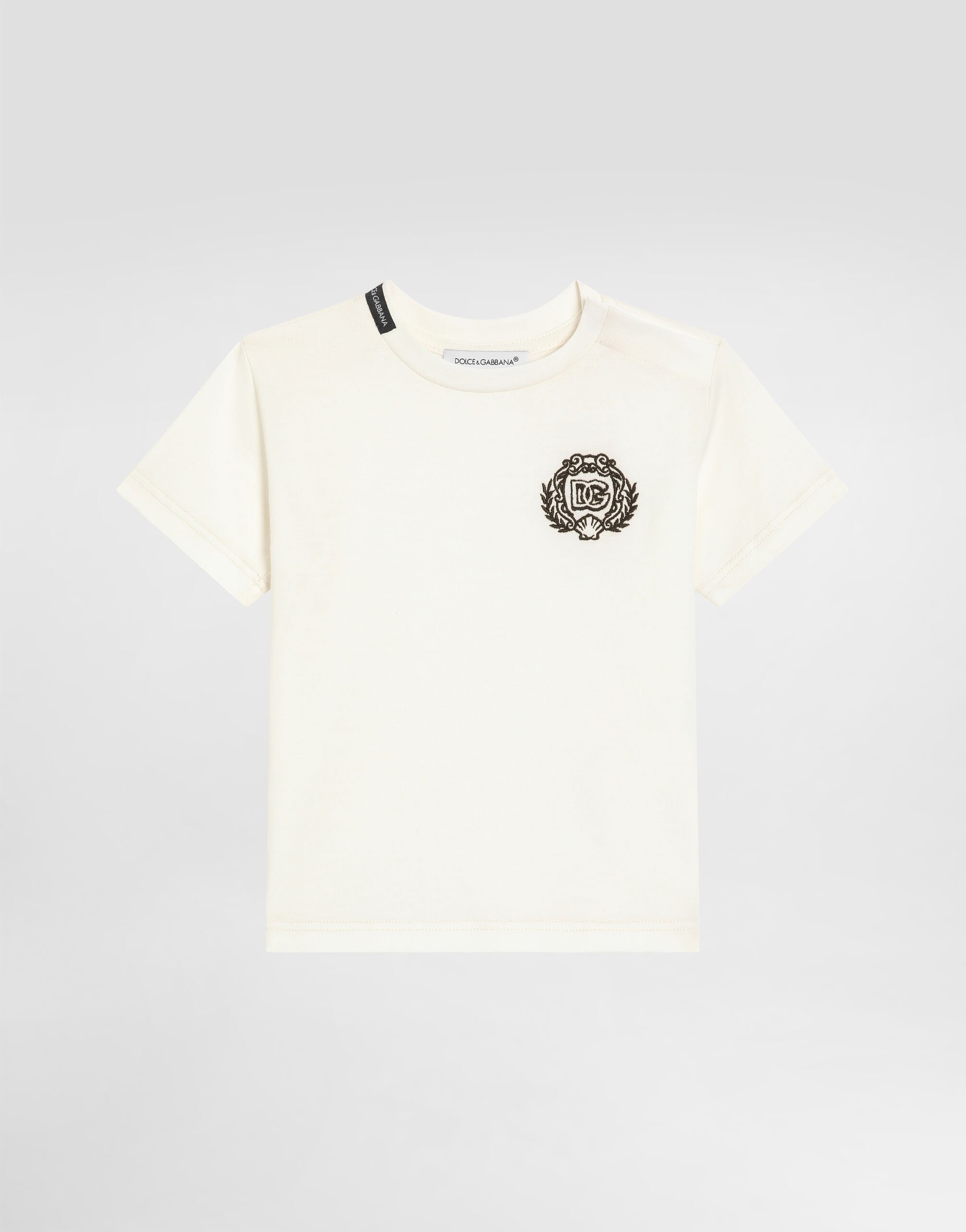 Dolce & Gabbana DGロゴ フラワー ショートTシャツ ホワイト ホワイトのガールズ フラワープリント ジャージー ショート