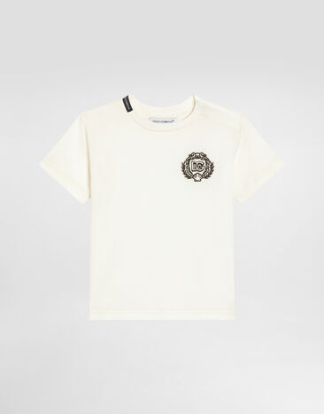 Dolce & Gabbana Short-sleeved jersey t-shirt with DG embroidery White L1JT7WG7PET