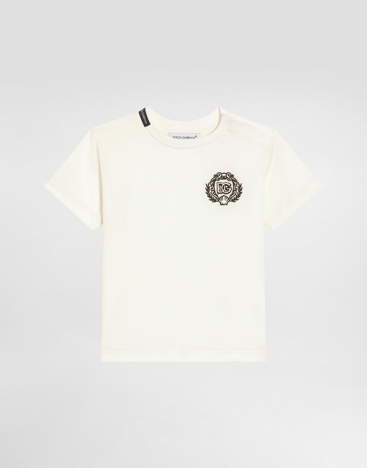 Dolce & Gabbana Short-sleeved jersey t-shirt with DG embroidery White L1JT7WG7PET