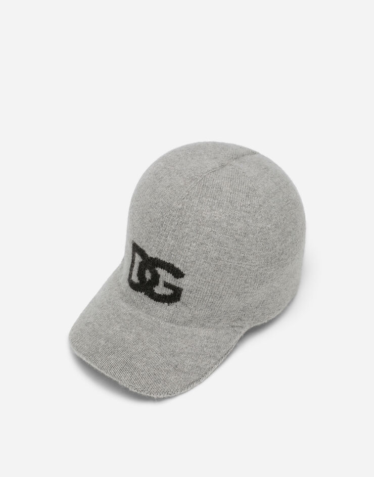 Dolce & Gabbana Cashmere baseball cap with DG logo Grey GXS94TJAWXX