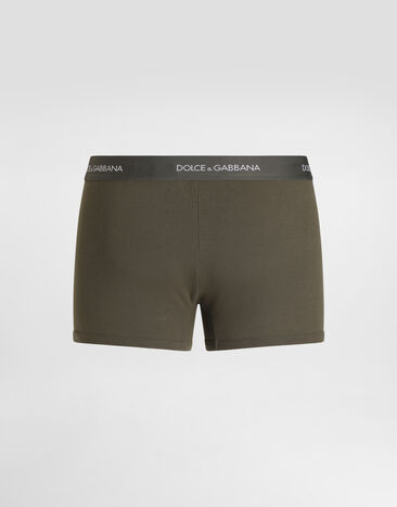 Dolce & Gabbana Ribbed cotton boxer shorts Green M4C13JONN96
