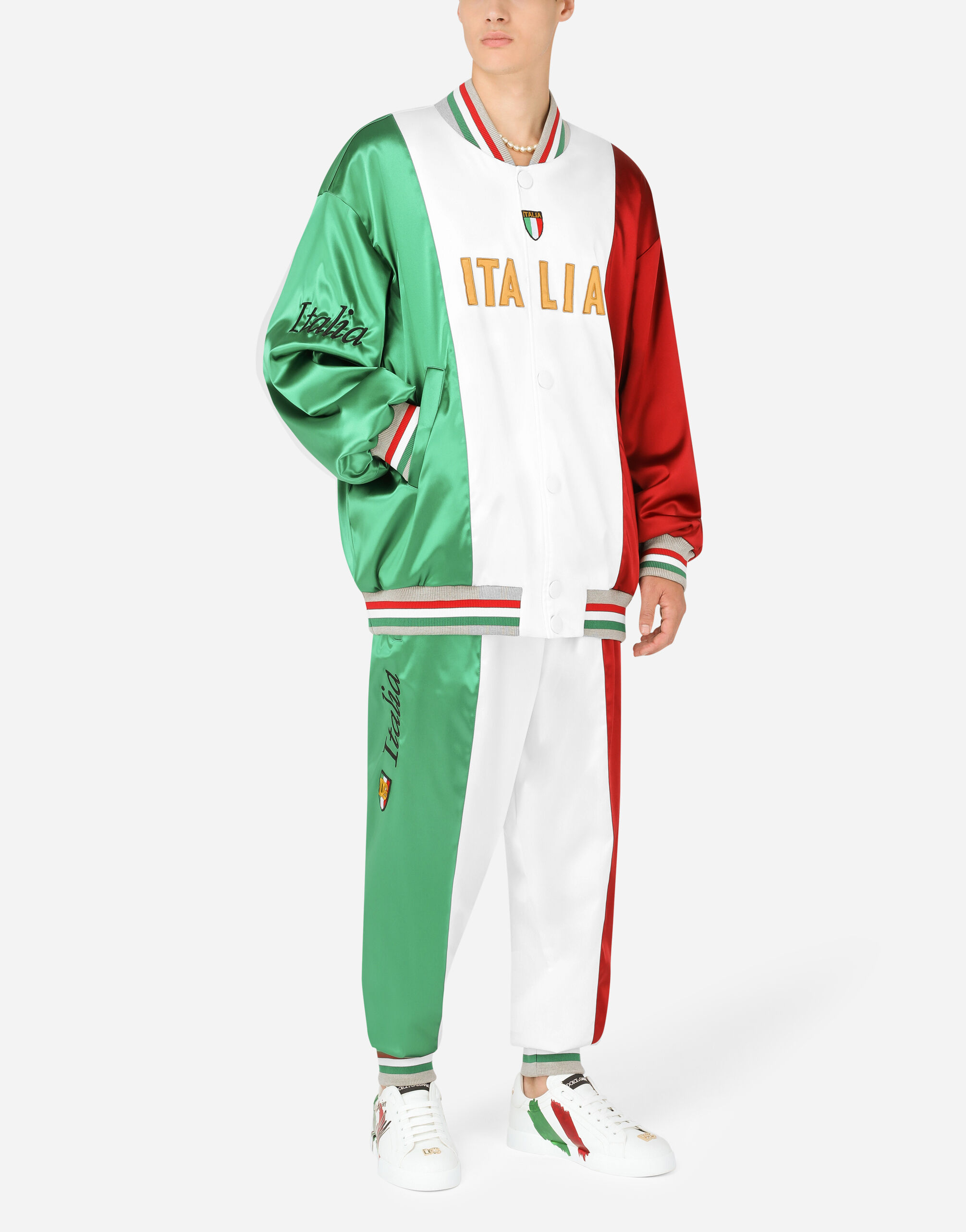 Satin jogging pants with DG patch en Multicolor de Hombre Dolce Gabbana