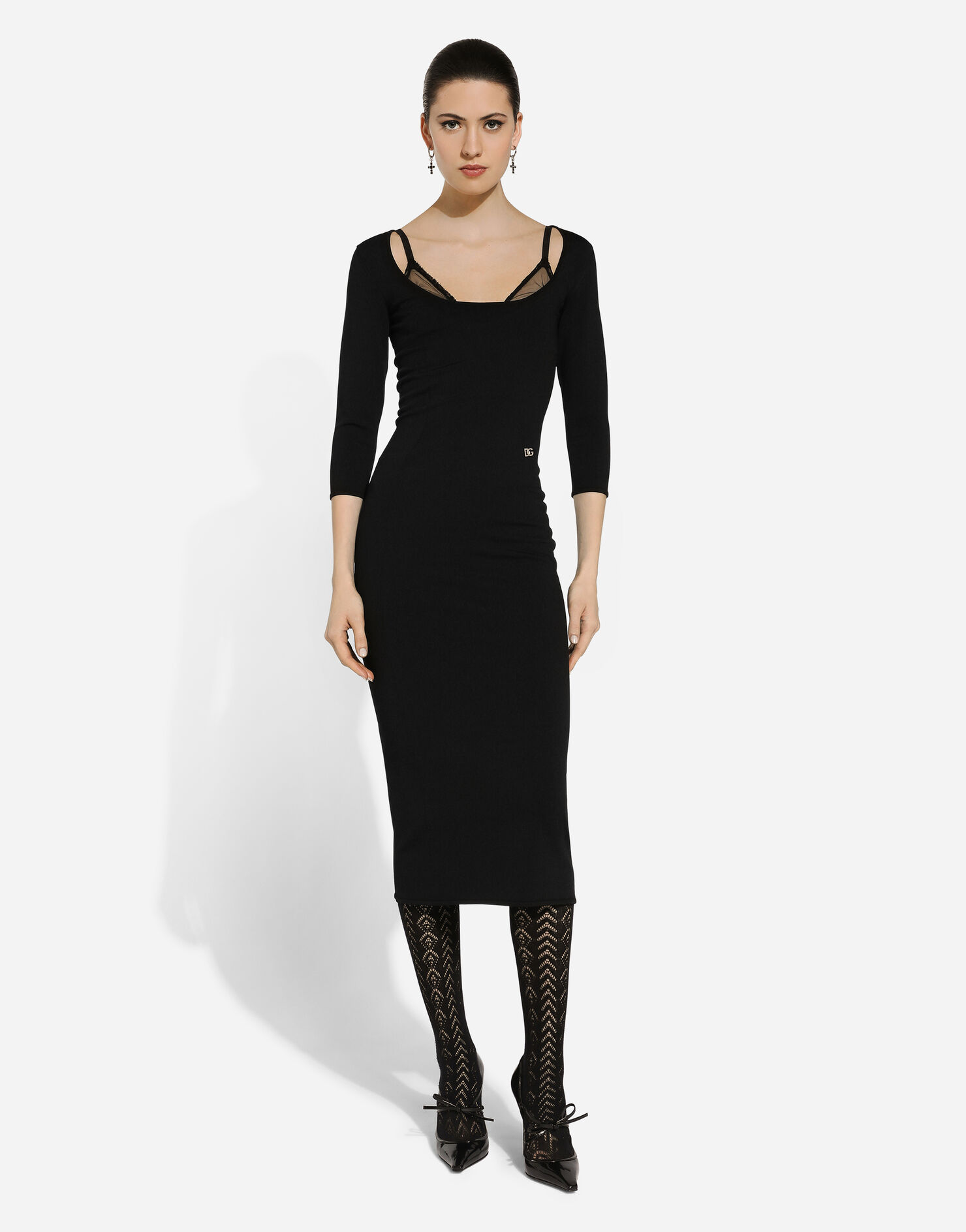 Viscose Poly Printed Flared Calf Length Dress