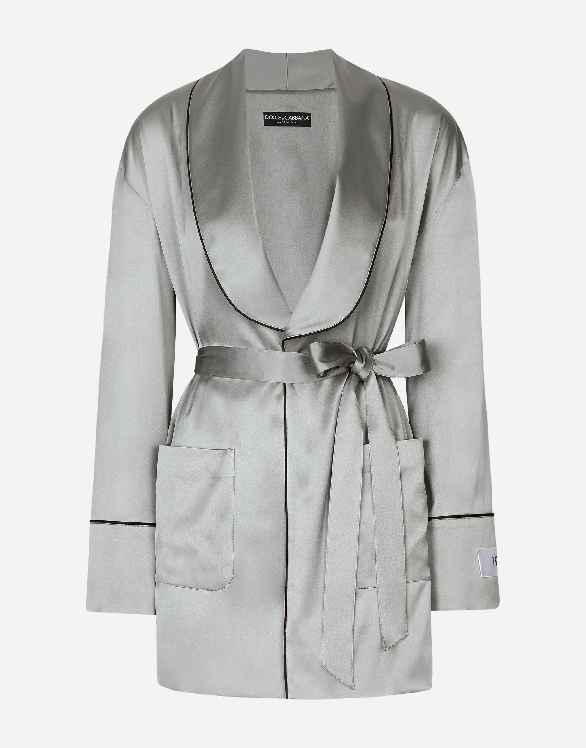 Dolce & Gabbana KIM DOLCE&GABBANA Chemise de pyjama en satin avec ceinture Blanc CK1563B5845