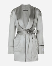 Dolce&Gabbana KIM DOLCE&GABBANA Satin pajama shirt with belt Brown F791CTFU6Z1