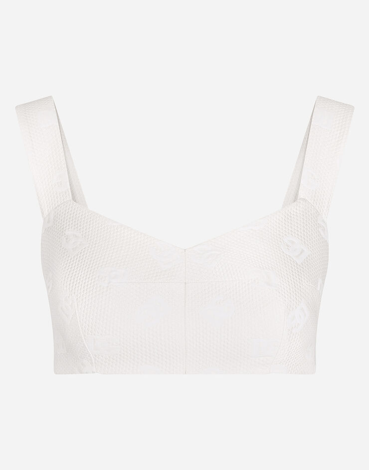 Dolce & Gabbana Jacquard corset with all-over DG logo White F7Q34TFJTBP