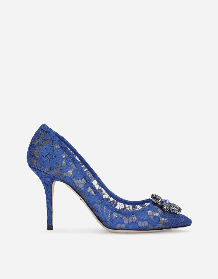 Dolce & Gabbana Zapato de salón rainbow de encaje con broche Azul CD0101AL198