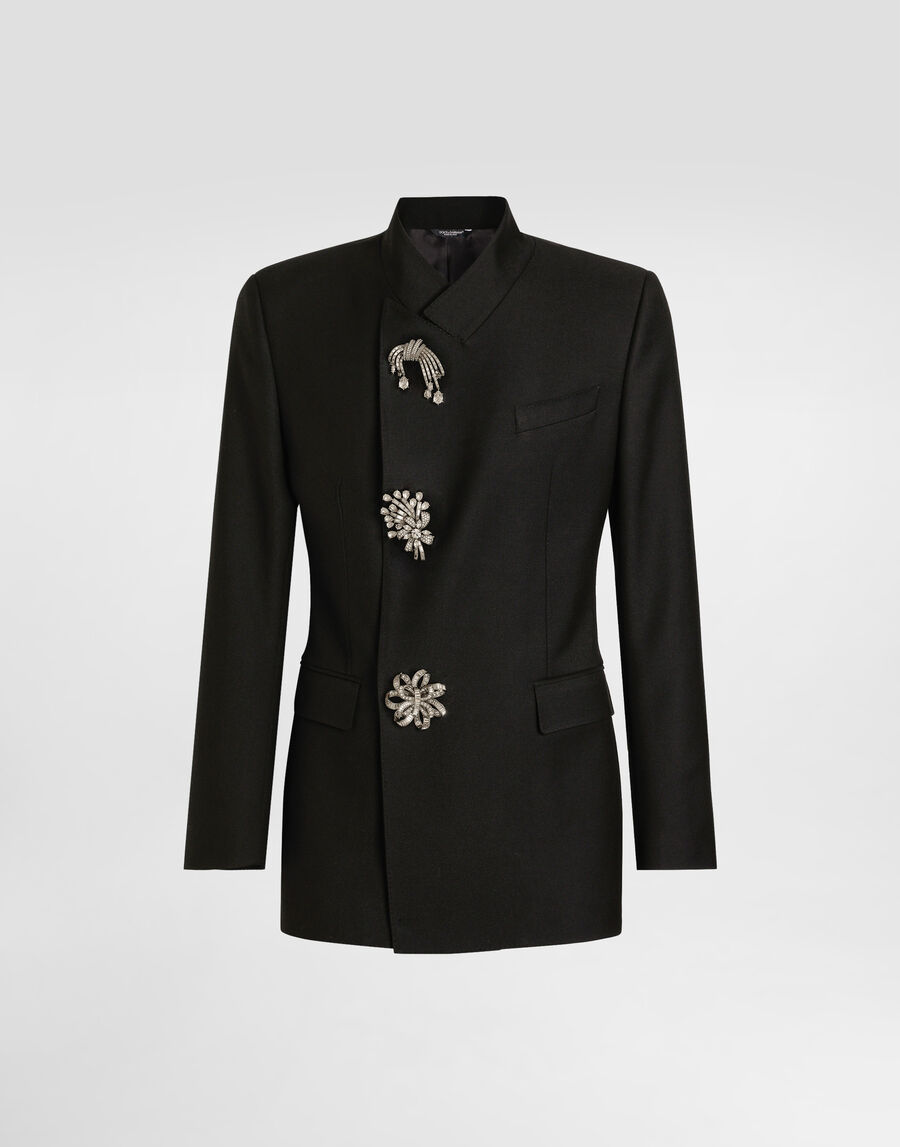 Double-breasted jacket inwool gabardine