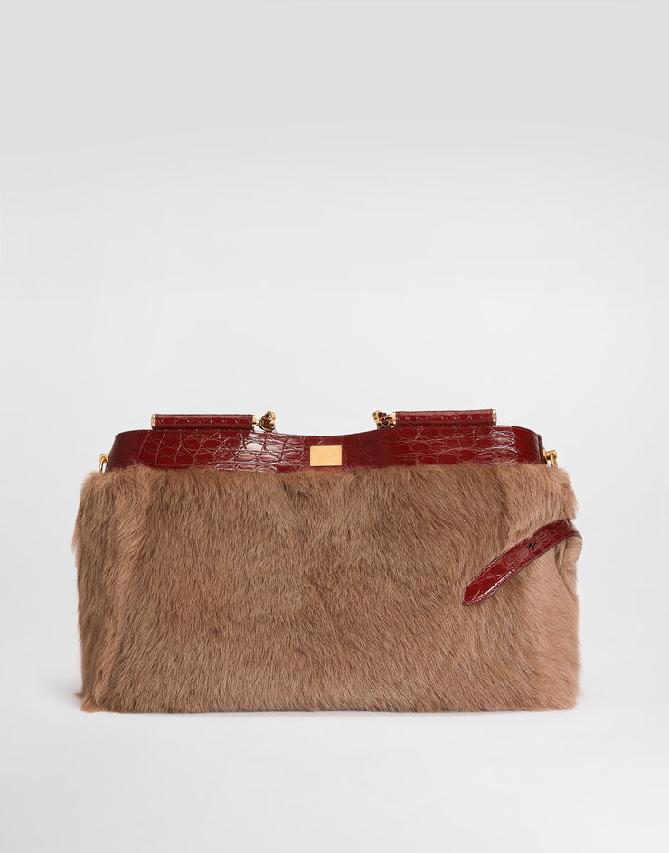 Dolce & Gabbana My Sicily shearling and alligator handbag Multicolor BB7936B2X03