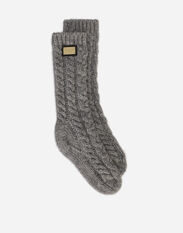 Dolce&Gabbana Wool socks with logo tag Grey LBKA80JCVK0