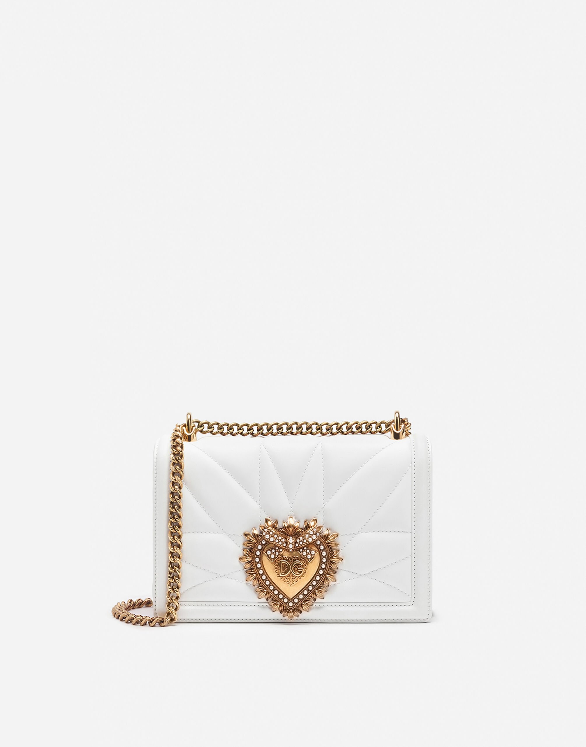 Dolce & Gabbana Medium Devotion crossbody bag in quilted nappa leather Silver BB7170AY835