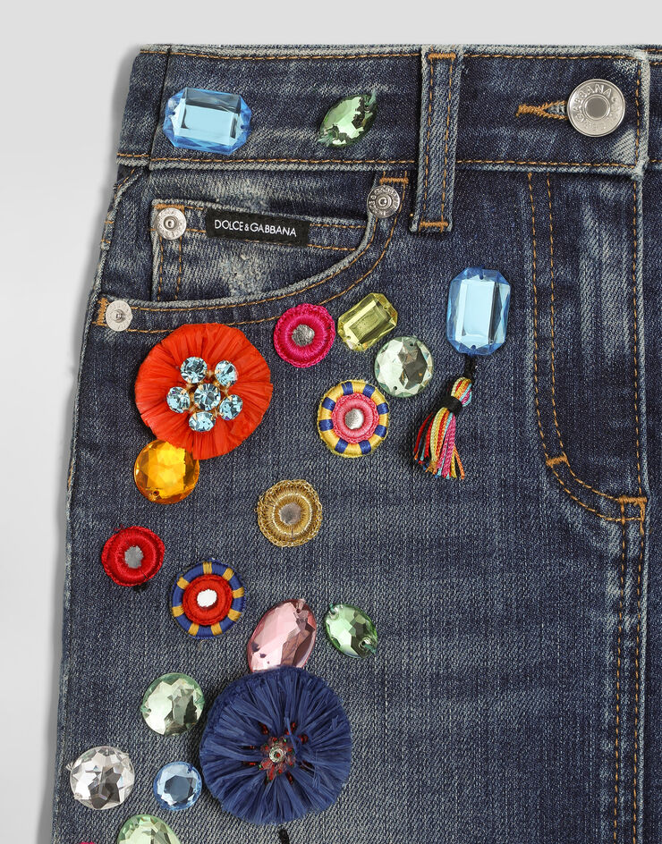 Dolce & Gabbana Denim skirt with applications Blue L56I24LDE27