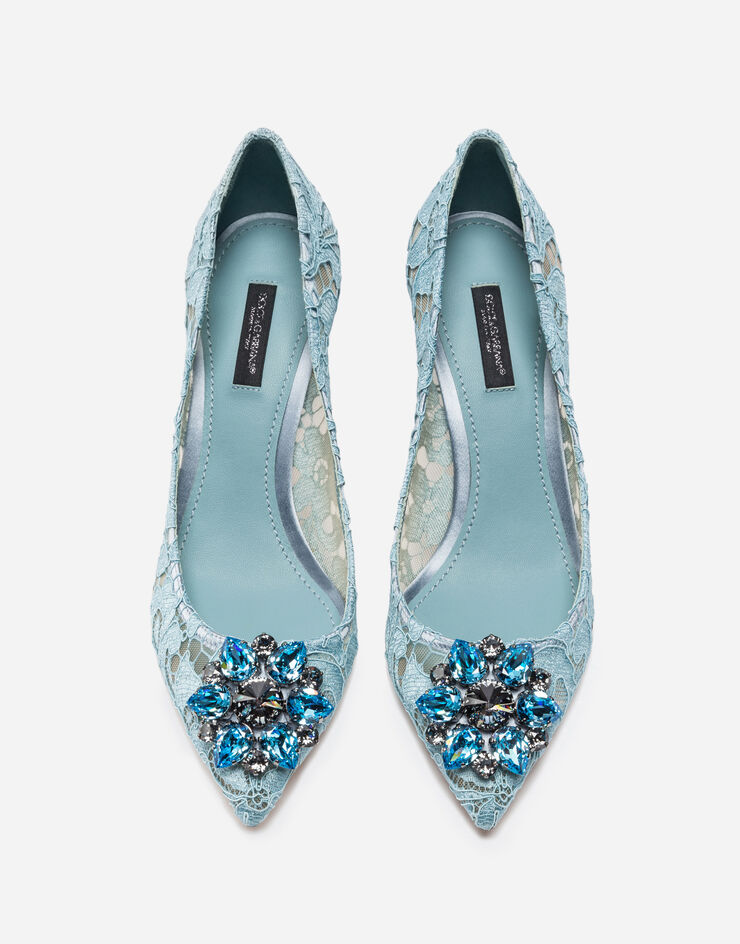 Dolce & Gabbana Lace rainbow pumps with brooch detailing Azure CD0066AL198