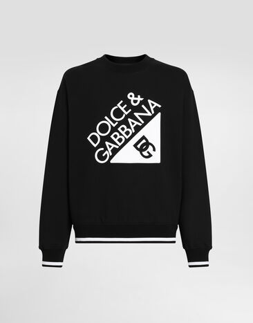Dolce & Gabbana Sudadera de algodón con logotipo Negro G9AHSTG7O5X
