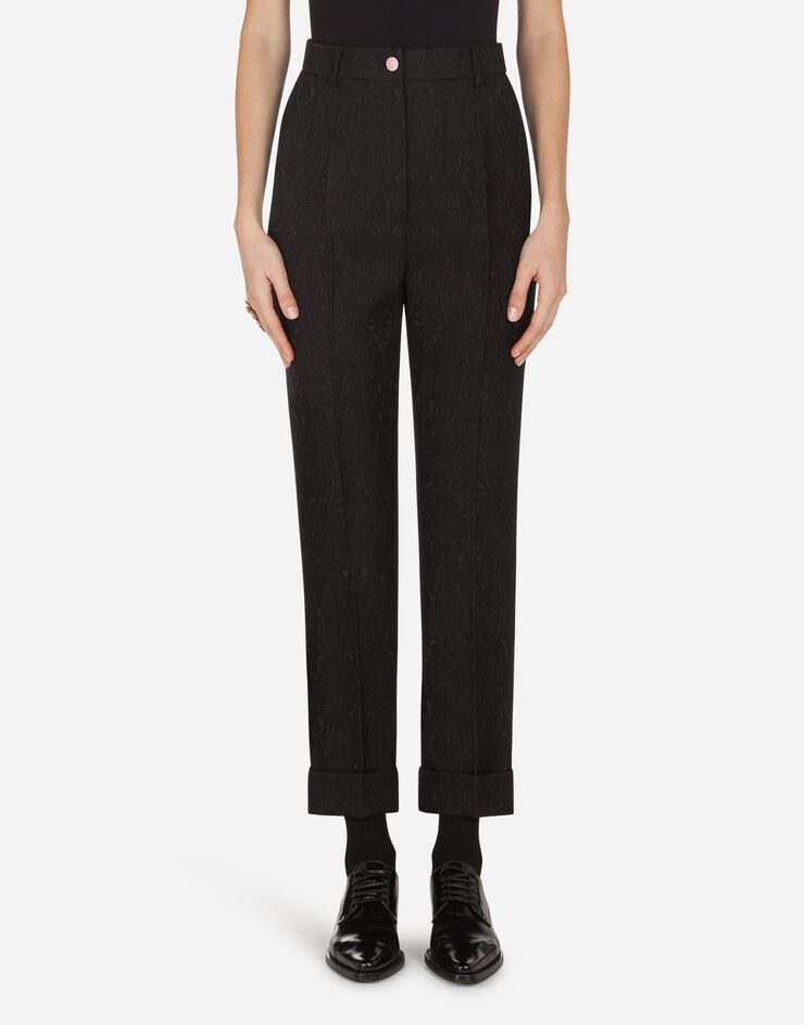 Dolce & Gabbana FLORAL JACQUARD PANTS BLACK FTBQYTFJRCM