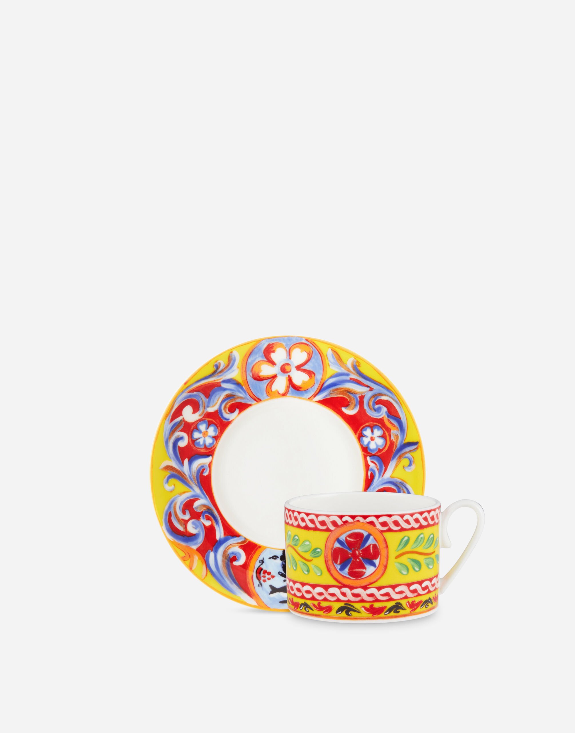 Dolce & Gabbana Taza de té con platillo de porcelana fina Multicolor TC0S09TCAK3