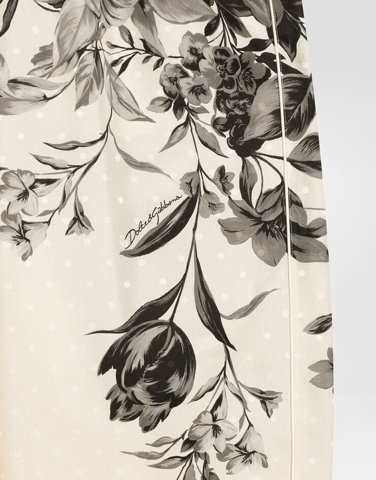 Dolce & Gabbana Hose Vanity aus Twill mit Blumenbouquet-Print Multicolor GVRMATHI10O