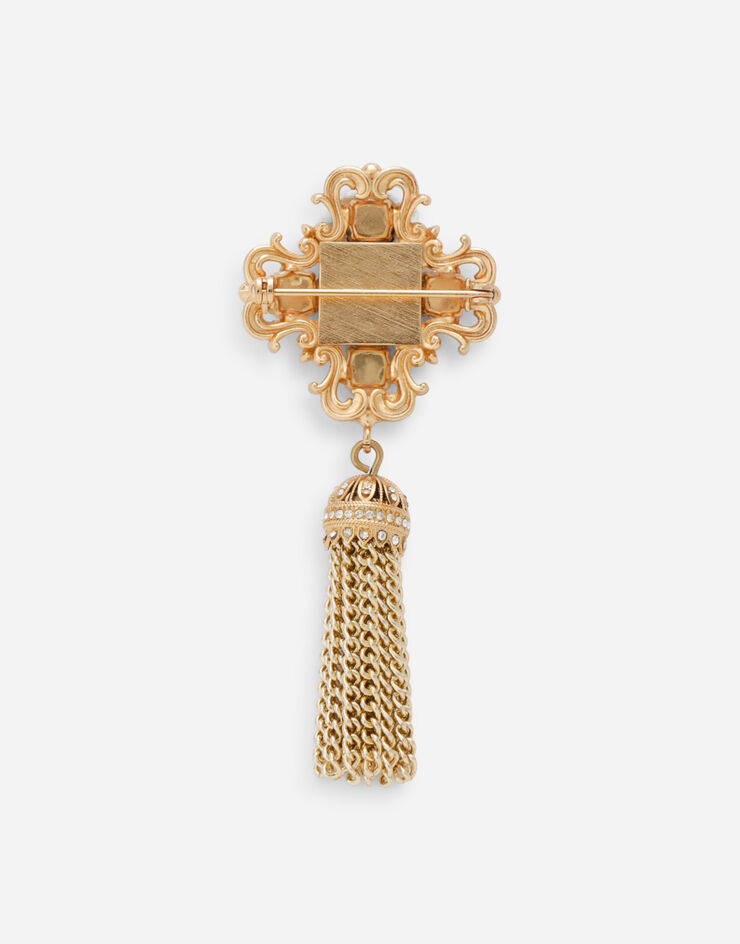 Dolce & Gabbana Брошь со стразами и кисточкой золотой WPO3S4W1111