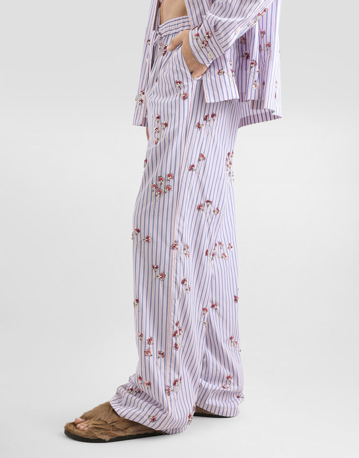 Dolce & Gabbana Cotton-silk vanity trousers with embroidery Multicolor GVRMAZGK192