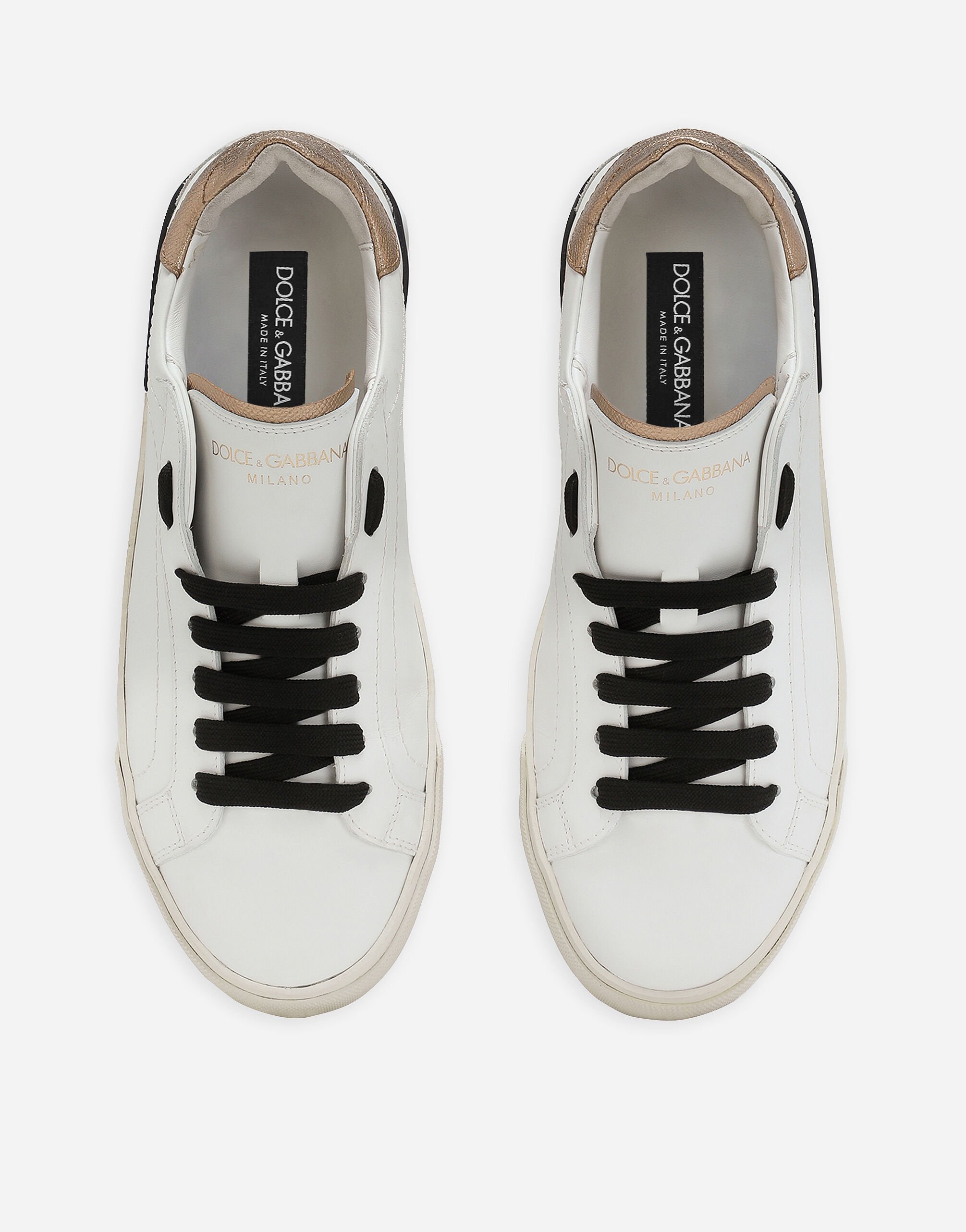 Portofino vintage calfskin sneakers in White for Women