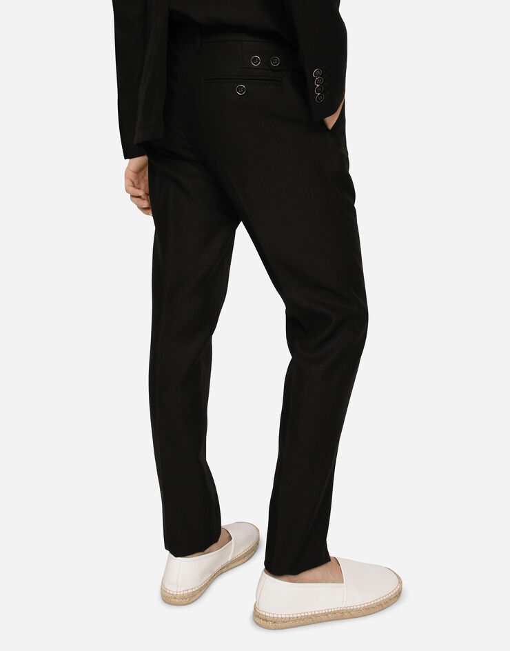 Dolce & Gabbana Pantalone in lino Nero GY6IETFU4LF