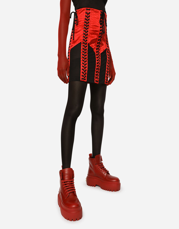 Dolce & Gabbana Minifalda corsetera con cordones y ojales Rojo F4CBFTFURAD